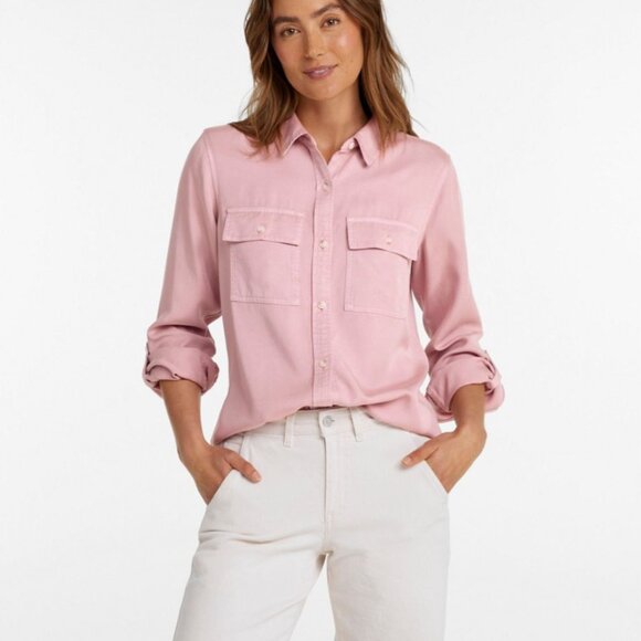 LL Bean Utility Shirt Soft-Washed Top L.L. Bean XS Pink Button Down Long Sleeve - Picture 1 of 6